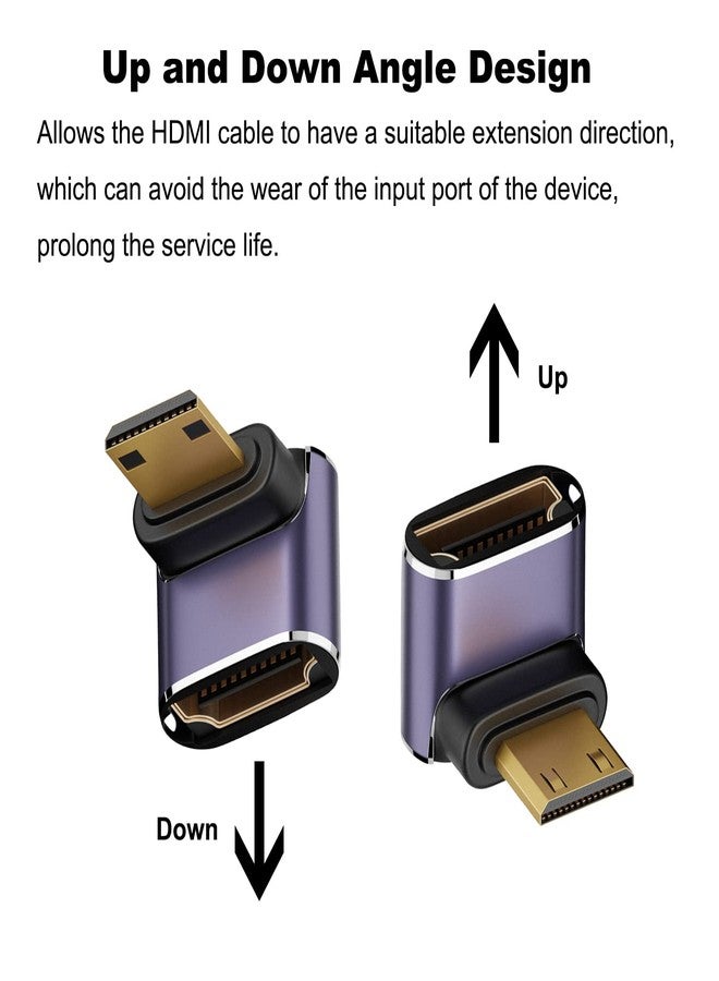 AreMe 8K Mini HDMI to HDMI Adapter (2 Pack), Up and Down 90 Degree Right Angle Mini HDMI Male to HDMI Female Converter Connector for Raspberry Pi Zero, DSLR Camera, Camcorder, HDTV, Projector - Image 3